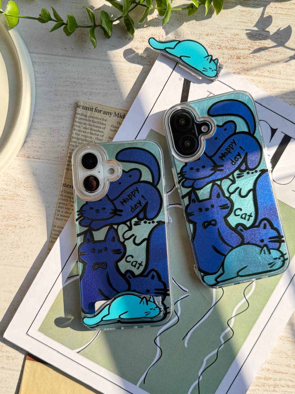 قاب Happy Blue Cat بدون‌ استند