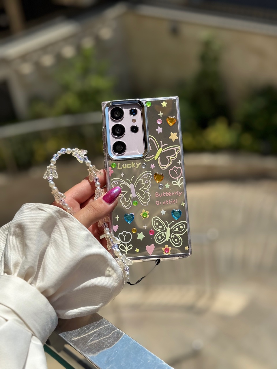 قاب نقاشی پروانه آینه ای با آویز سامسونگ و شیائومی